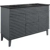 Render 48" Double Sink Bathroom Vanity in Gray Finish & Black Ceramic