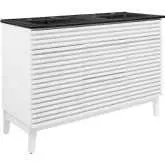 Render 48" Double Sink Bathroom Vanity in White Finish & Black Ceramic