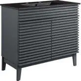 Render 36" Bathroom Vanity in Gray Finish & Black Ceramic