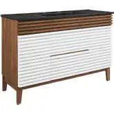 Render 48" Single Sink Bathroom Vanity in White, Walnut Finish & Black Ceramic