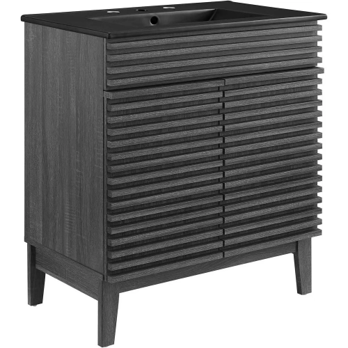 Render 30" Bathroom Vanity in Charcoal Gray Finish & Black Ceramic