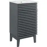 Render 18" Bathroom Vanity in Gray Finish & White Ceramic