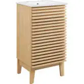 Render 18" Bathroom Vanity in Oak Finish & White Ceramic