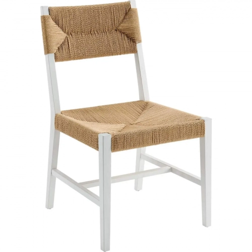 Bodie Dining Chair in White Wood & Paper Rope
