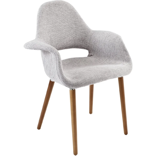 Aegis Dining Arm Chair in Light Gray Fabric on Wood Legs
