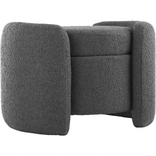 Nebula Ottoman in Charcoal Gray Boucle Fabric