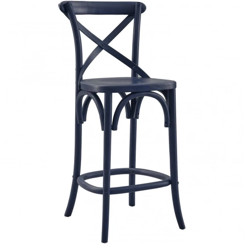 Gear Counter Stool in Midnight Blue Finish Wood