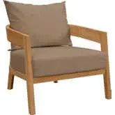 Brisbane Outdoor Arm Chair in Teak & Light Brown Fabric