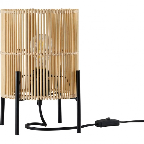 Casen Table Lamp in Bamboo & Black Iron