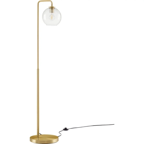 Silo Floor Lamp in Satin Brass Metal & Globe Glass