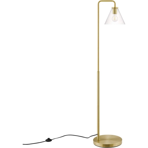 Element Floor Lamp in Brass Iron & Transparent Glass