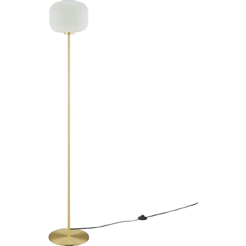 Reprise Sphere Floor Lamp in White Glass & Satin Brass