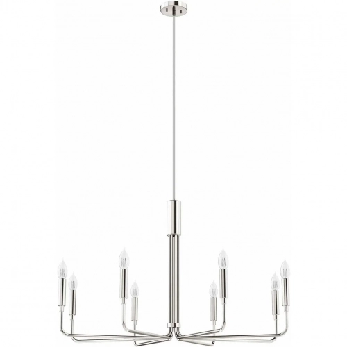 Rekindle 8 Light Chandelier in Polished Nickel Iron Metal
