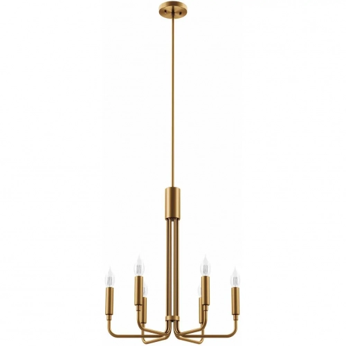 Rekindle 6 Light Chandelier in Satin Brass Iron Metal