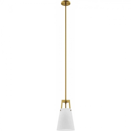 Aspire Ceiling Pendant Light in Satin Brass & White Fabric