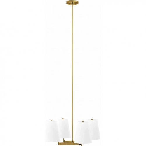 Mercer 4 Light Ceiling Pendant Light in Satin Brass & White Fabric
