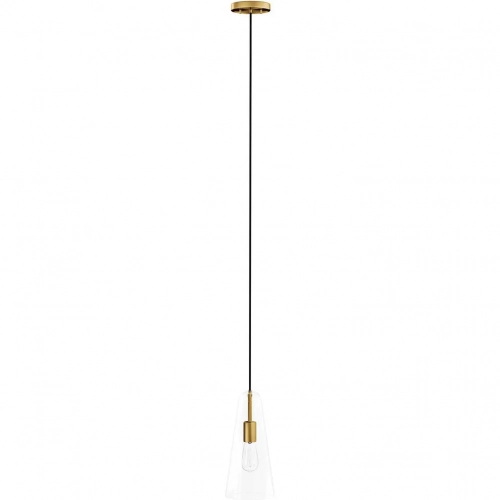 Beacon 1 Light Ceiling Pendant Light in Satin Brass Metal & Clear Glass