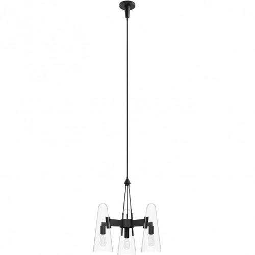 Beacon 3 Light Ceiling Pendant Light in Black Metal & Clear Glass