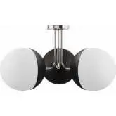 Stellar 3 Light Semi Flush Ceiling Light in Polished Nickel & Opal Frosted Glass