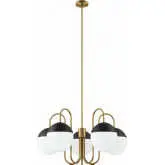 Stellar 5 Light Chandelier in Satin Brass & Opal Frosted Glass