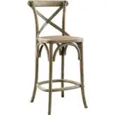 Gear Counter Stool in Gray Finish Wood & Rattan
