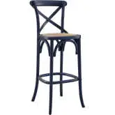 Gear Bar Stool in Midnight Blue Finish Wood & Rattan
