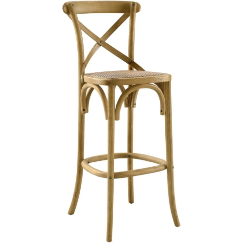 Gear Bar Stool in Natural Finish Wood & Rattan