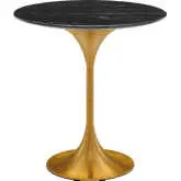 Lippa 20" Round Side Table in Black Faux Marble & Brushed Gold