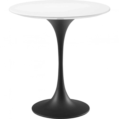 Lippa 20" Round Side Table in White Finish & Black Metal