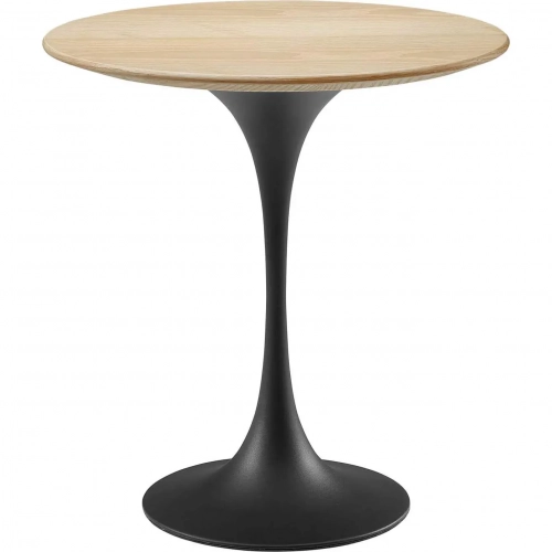 Lippa 20" Round Side Table in Natural Wood Finish & Black Metal