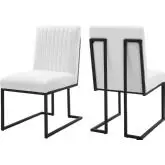 Indulge Dining Chair in Channel Tufted White Fabric (Set of 2)