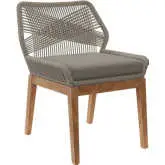 Wellspring Outdoor Dining Chair in Teak, Greige Rope & Gray Fabric