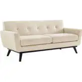 Engage Loveseat in Tufted Beige Herringbone Fabric