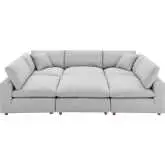 Commix Down Overstuffed 6 Piece Sectional Sofa in Light Gray Fabric