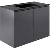 Bryn 36" Wall Mount Bathroom Vanity in Gray with Black Sink
