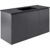 Bryn 48" Wall Mount Bathroom Vanity in Gray with Black Sink