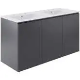 Bryn 48" Wall Mount Double Sink Bathroom Vanity in Gray & White
