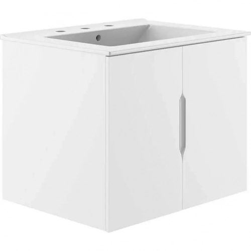 Vitality 24" Bathroom Vanity in White & White Ceramic