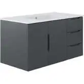Vitality 36" Bathroom Vanity in Gray Finish & White Ceramic