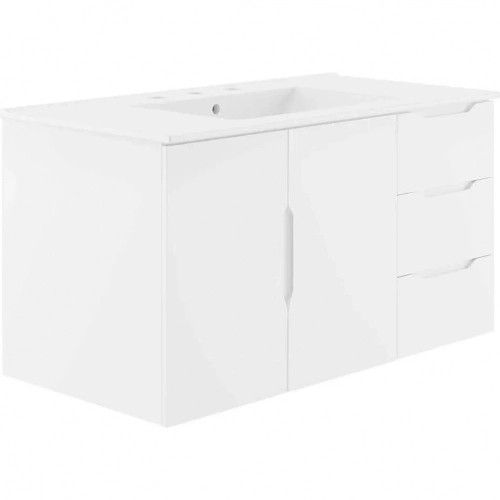 Vitality 36" Bathroom Vanity in White Finish & White Ceramic