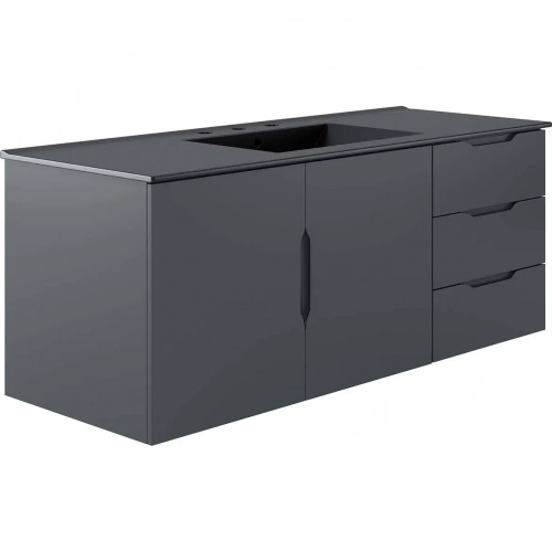 Vitality 48" Single Sink Bathroom Vanity in Gray Finish & Black Ceramic
