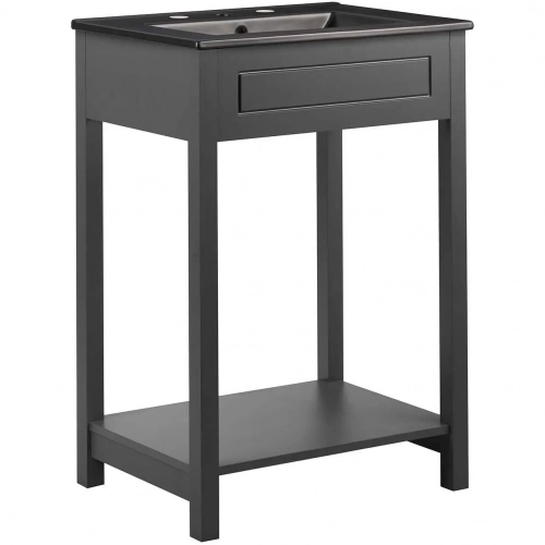 Altura 24" Bathroom Vanity in Gray Finish & Black Ceramic