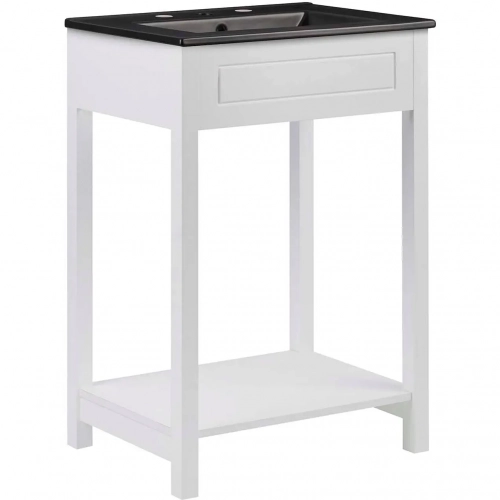 Altura 24" Bathroom Vanity in White Finish & Black Ceramic