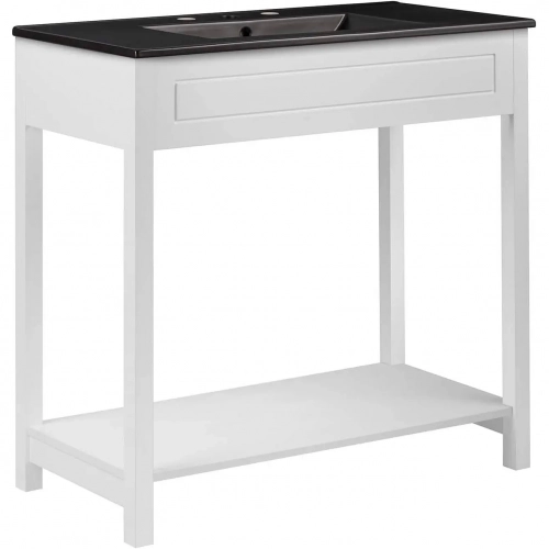 Altura 36" Bathroom Vanity in White Finish & Black Ceramic