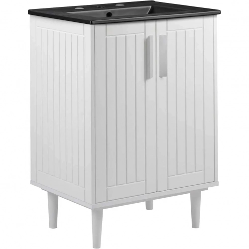 Augusta 24" Bathroom Vanity in White Finish & Black Ceramic