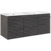 Render 48" Wall Mount Bathroom Vanity in Charcoal Gray Finish & White Ceramic