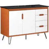 Energize 48" Bathroom Vanity in Cherry Finish, White & Black Ceramic