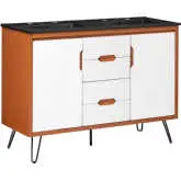 Energize 48" Double Sink Bathroom Vanity in Cherry Finish & White