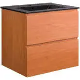 Scenic 24" Wall Mount Bathroom Vanity in Cherry Finish & Black Ceramic