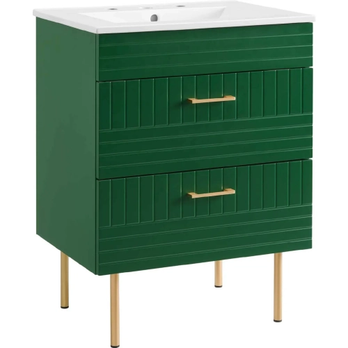 Daybreak 24" Bathroom Vanity in Green & White Ceramic